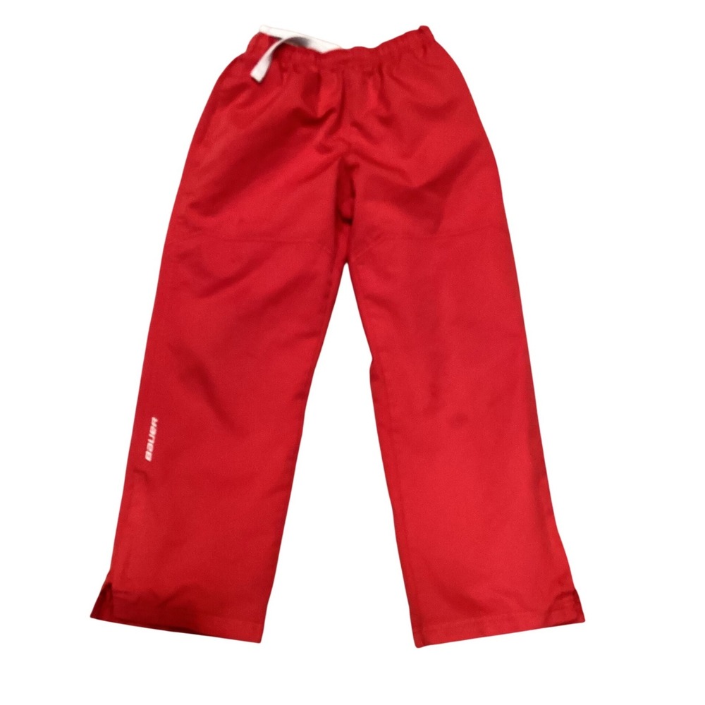 Bauer‎ Team Youth Large Red Hockey Warmup Pants Mesh Lined Zipper Cuffs Athletic